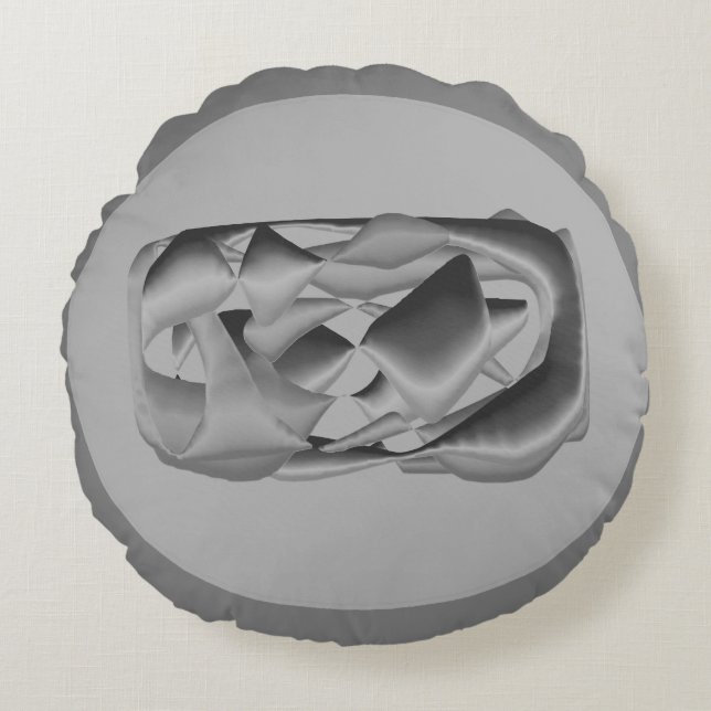 COJÍN REDONDO DOS SOMBRAS DE FORMAS DE PILAS DE FLOTACIÓN GRIS (Anverso)