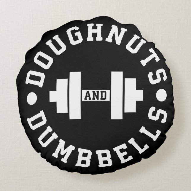 Cojín Redondo Doughnut y dumbombs - Carbohidratos - Divertido en (Reverso)