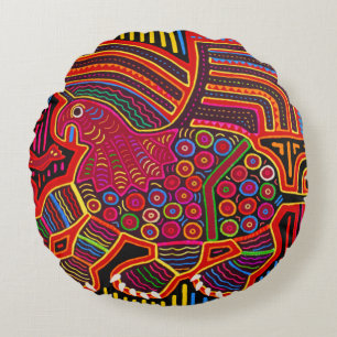 Cojín Redondo Dragón Amigable Kuna Indio Mola