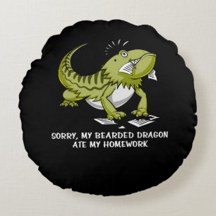 Cojín Redondo Dragón con barba comió mi casa estudiante Lizard