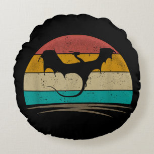 Cojín Redondo Dragón de Dragón Retro de Camisas Dragónicas Mític