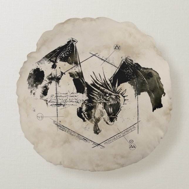 Cojín Redondo Dragón de Horntail del húngaro (Anverso)