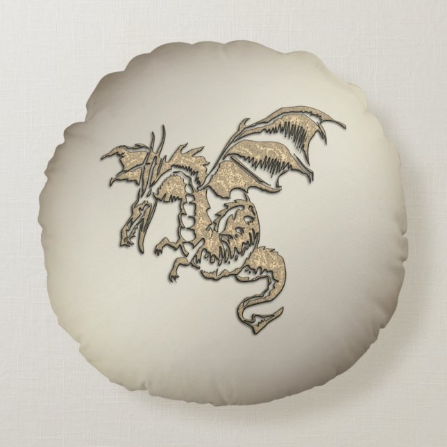 Cojín Redondo Dragón dorado (Anverso)