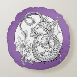 Cojín Redondo Dragón familiar: Colorante de DIY de Sonja A.S.