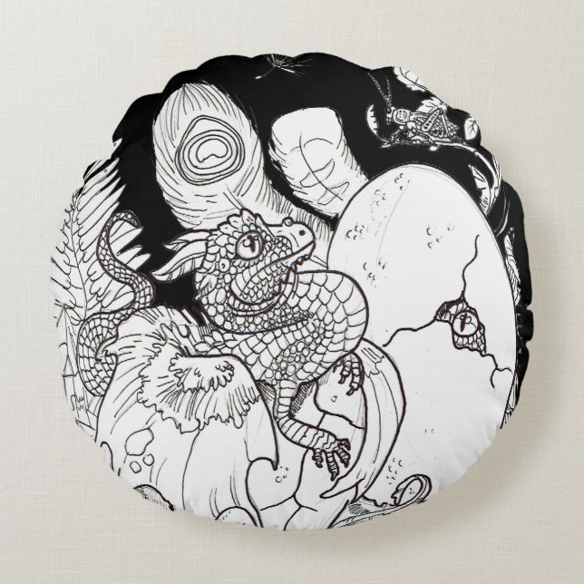 Cojín Redondo Dragon Hatchlings (Anverso)