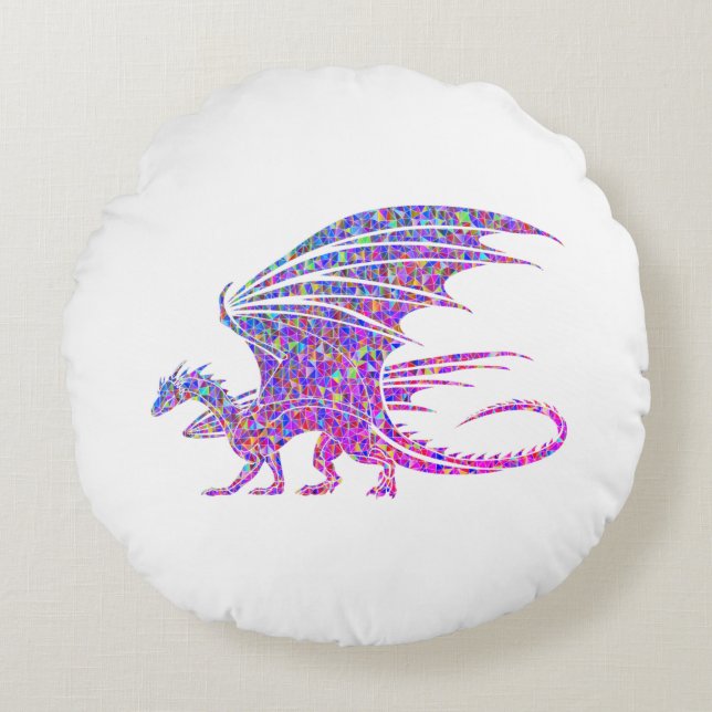 Cojín Redondo Dragón mosaico asombroso (Anverso)