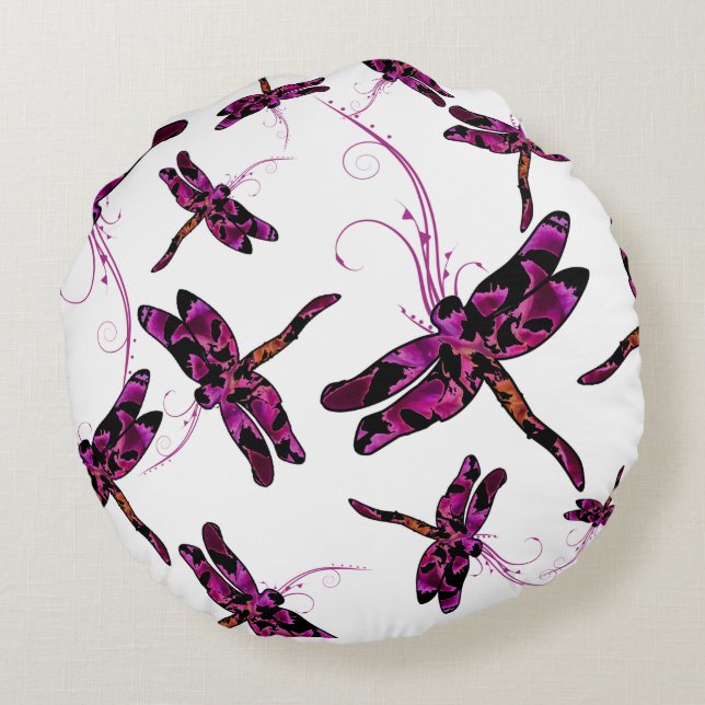 Cojín Redondo Dragonflies caprichoso (Reverso)
