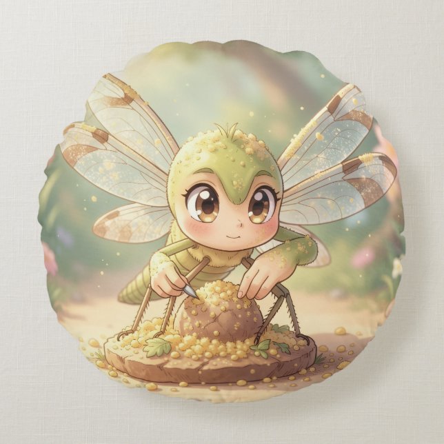 Cojín Redondo Dragonfly – Star Nectar of the Silent Night.9 (Anverso)