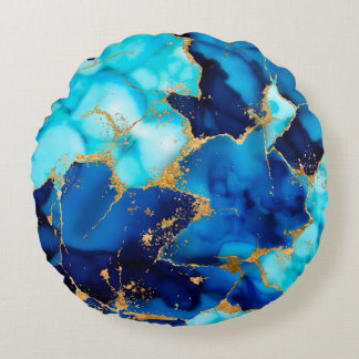 Cojín Redondo Dreamy Blue inks and Gold