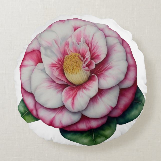 Cojín Redondo Dreamy Camellia Floral Pillow (Anverso)