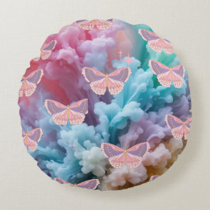 Cojín Redondo Dreamy Pastel Butterfly Bliss