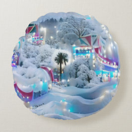 Cojín Redondo Dreamy Winter Wonderland Lights