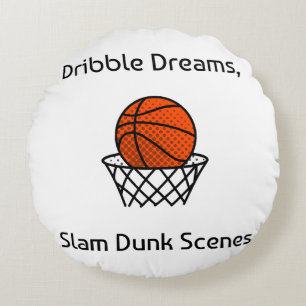 Cojín Redondo Dribble Dreams, Escenas de Mate de Baloncesto