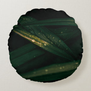 COJÍN REDONDO DROPLEOS DE AGUA EN LA HOJA VERDE