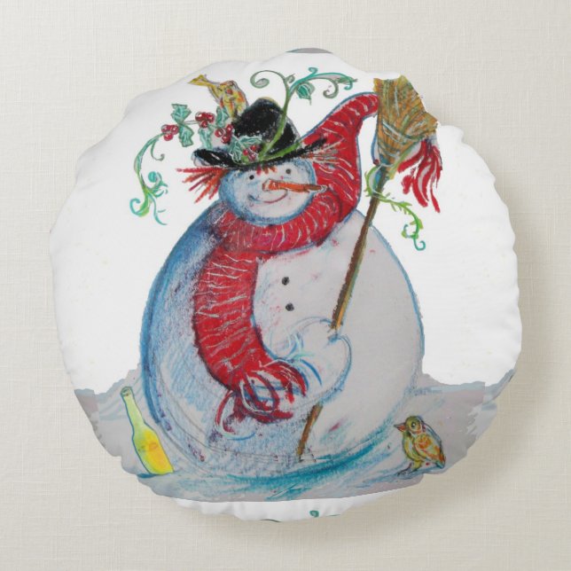 COJÍN REDONDO DRUNKEN SNOWMAN (Reverso)