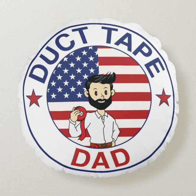 Cojín Redondo Duct Tape Dad - Throw Pillow (Anverso)