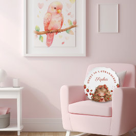 Cojín Redondo Dulce como Chica de fresa Fiesta feliz cumpleaños