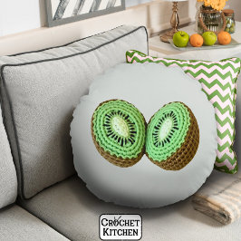 Cojín Redondo Dulce crochet verde minimalista Kiwi Fruit