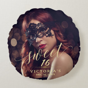 Cojín Redondo Dulce de la foto de la mascarada 16