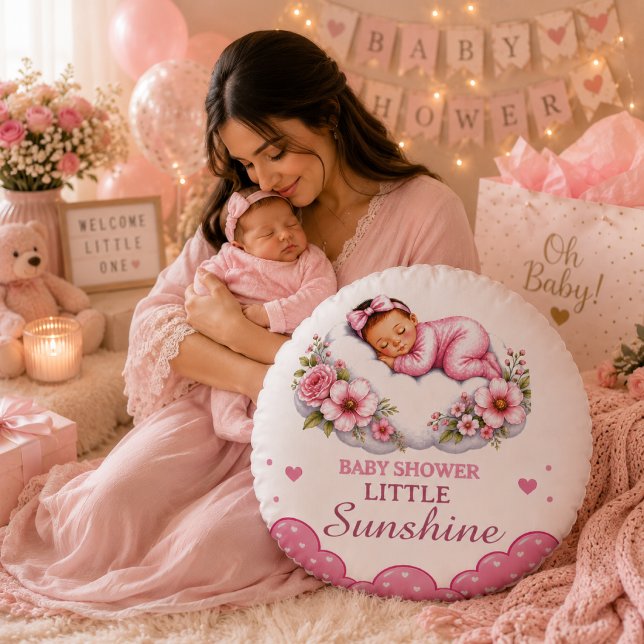 Cojín Redondo Dulce Ducha de Bebé Floral Pequeño Sol (Subido por el creador)