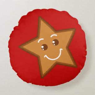 Cojín Redondo dulce XmaS gingerbread estrella fresca 2 colores d