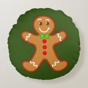 Cojín Redondo dulce XmaS gingerbread man 1 color de espalda