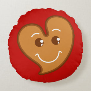 Cojín Redondo dulce XmaS pan de jengibre corazón más lindo 2 col