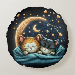 Cojín Redondo Dulces Sueños Diseño Adorable Gatito