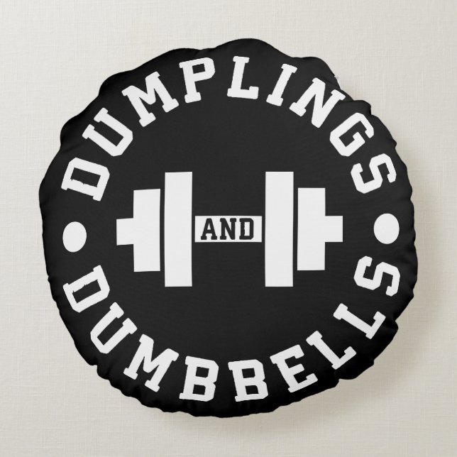 Cojín Redondo Dumplings and Dumbbels - Bulking - Novedad diverti (Reverso)