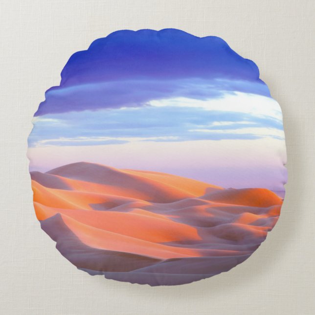 Cojín Redondo Dunas de Glamis al atardecer (Anverso)
