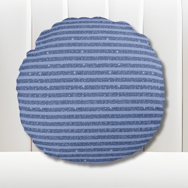 Cojín Redondo Dusky Indigo Glitter Style Horizontal Stripes (Subido por el creador)