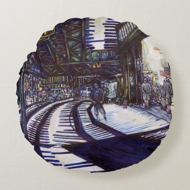 Cojín Redondo Dustar el piano (Anverso)