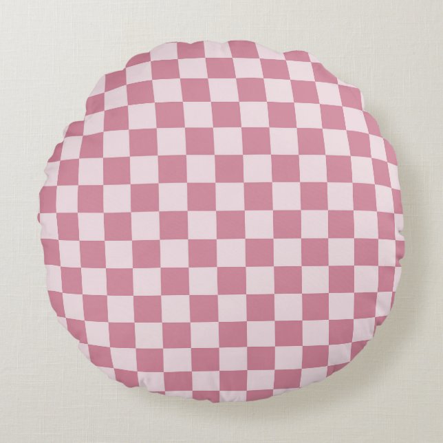Cojín Redondo Dusty rose checkerboard pattern (Anverso)