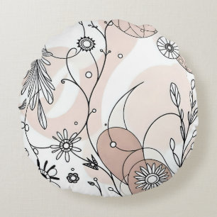 Cojín Redondo Earthy Tones Minimalista Boho Art