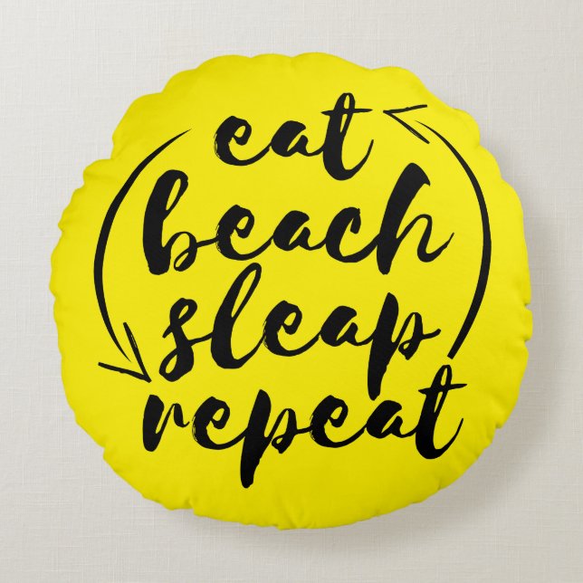 Cojín Redondo Eat Beach Sleep Repeat Beach Lover (Anverso)