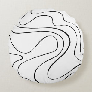 Cojín Redondo Ebb y Flow 2 - Blanco y negro