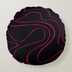 Cojín Redondo Ebb y Flow 2 - Magenta y negro