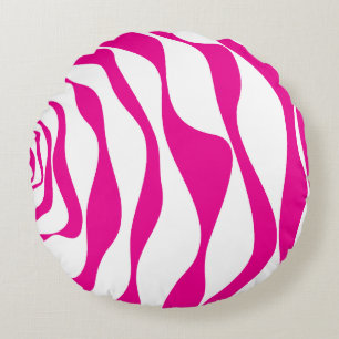 Cojín Redondo Ebb y Flow 4 en magenta y blanco