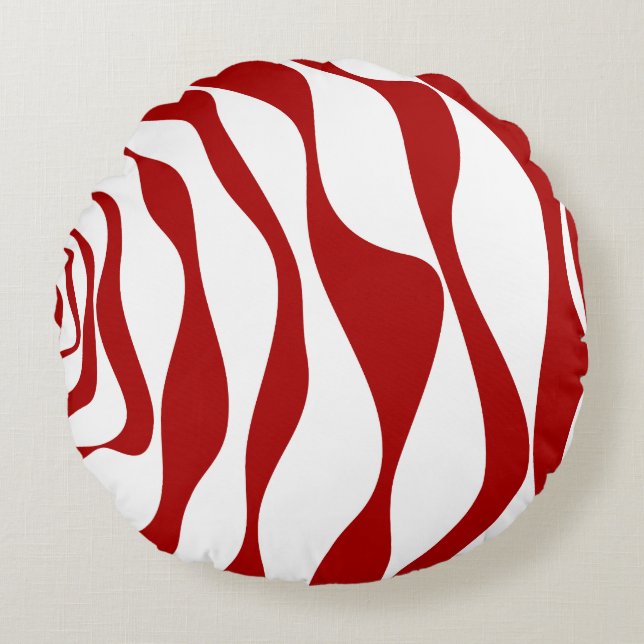 Cojín Redondo Ebb y Flow 4 en rojo y blanco (Anverso)