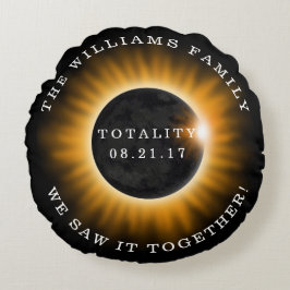 Cojín Redondo Eclipse solar de la totalidad de la familia