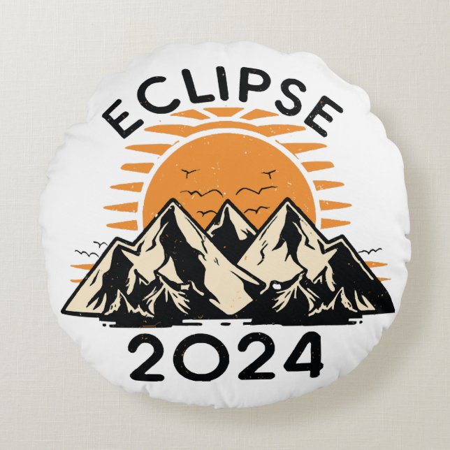 Cojín Redondo Eclipse Solar Total 2024 (Anverso)