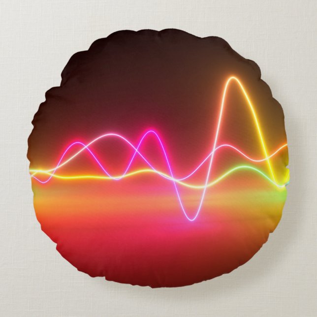 Cojín Redondo Ecualizador gráfico brillante de neón brillante co (Anverso)