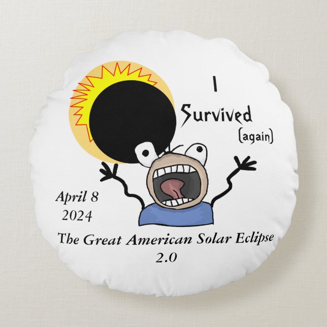 Cojín Redondo Edición de supervivencia del eclipse solar de 2024 (Anverso)