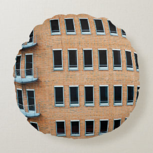 Cojín Redondo Edificio de pared de ladrillo marrón