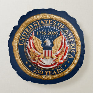 Cojín Redondo EE. UU. 250 años 1776-2026 bandera de Estados Unid