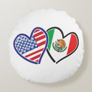 Cojín Redondo EE.UU.—México-Amor-2