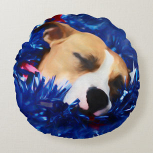Cojín Redondo EE.UU. Patriótico Dog American Pit Bull Terrier