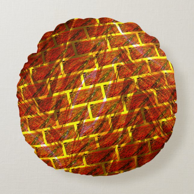 Cojín Redondo Efecto de manchas rojas, pasto, rebanado dorado o  (Anverso)