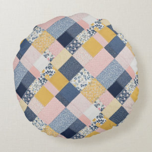 Cojín Redondo Efecto de mosaico de bonito Patrón de boho Estilo