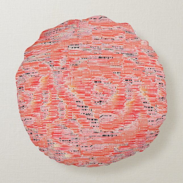 Cojín Redondo Efecto de mosaico estrecho de salmón y melocotón (Reverso)